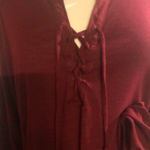 Long sleeve shirt with laced vneck